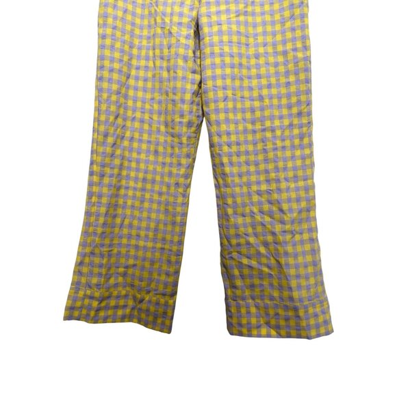 Anthropologie Find Me Now Gingham Wide Leg Pants Women Small Yellow Purpe Dainty - Picture 10 of 16